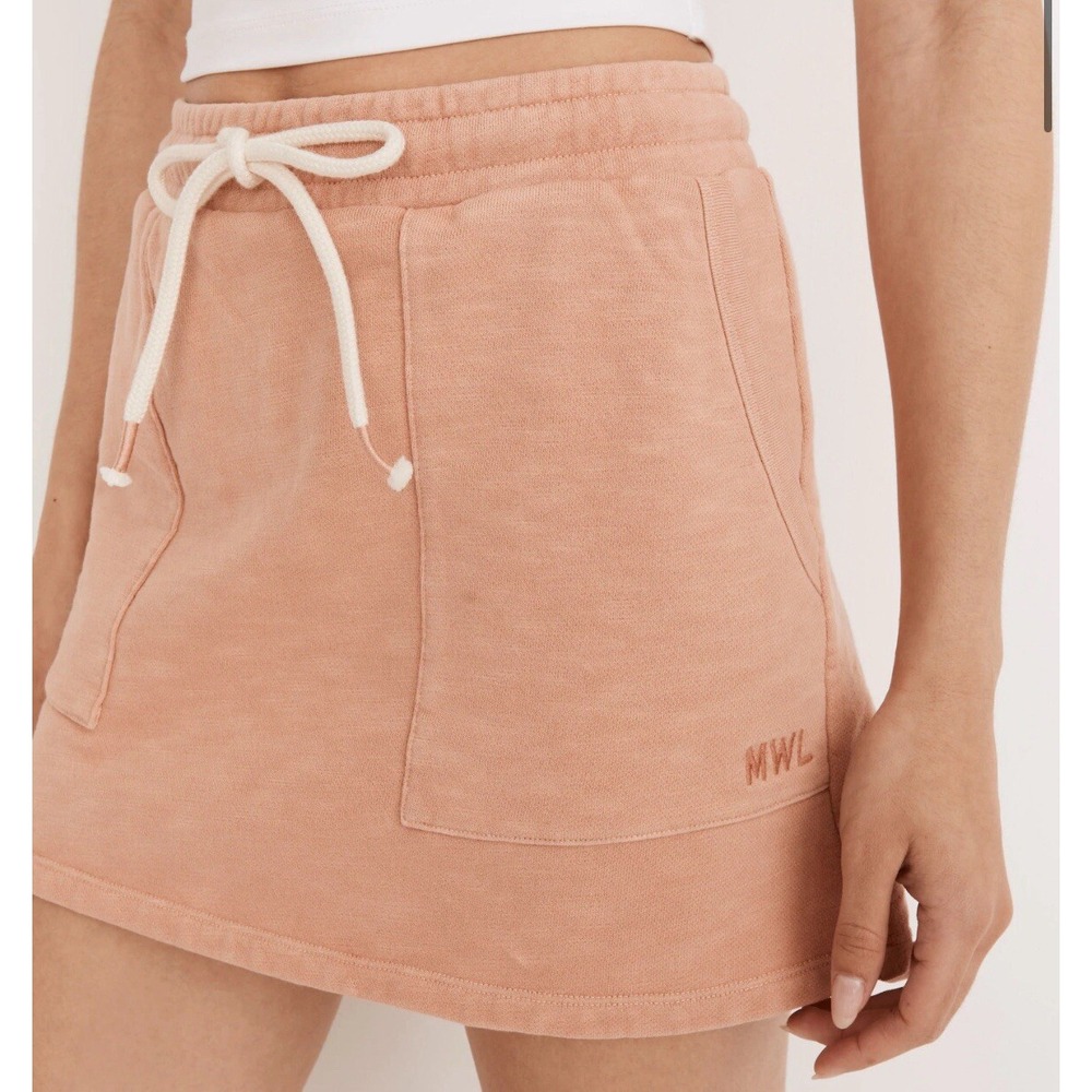 Madewell MWL Orange Peach Pull On Mini‎ Skirt with Drawstring Small S